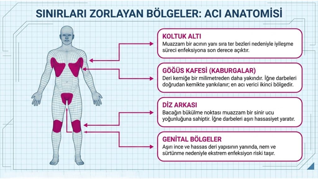 Dövme için çok uygun olmayan bölgeler